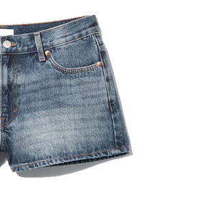 Shorts de Mezclilla de Cintura Alta con Lavado Ligero para Mujer, Casuales, de Verano y Otoño, de Pierna Recta, Corte Regular, Color Sólido, Impermeables, de Algodón - Product Image 2