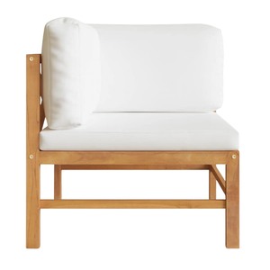 Minimalist Solid Teak Wood Corner <b>Sofa</b> <b>Outdoor</b> Patio Lounge Garden <b>Sofas</b> Chair With White Cushion Garden Seating Furniture - Product Image 4