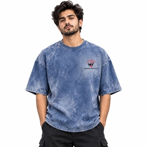 T-shirts pour hommes en coton de qualité, coupe moderne, style streetwear vintage, effet délavé, confort quotidien, T-shirts pour hommes en coton de qualité, coupe ample, effet délavé - Product Image 1