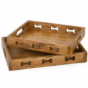 Guansen Classic <b>Home</b> Decor Handcrafted Carving Natural Wood Color Paulownia Round Wooden Serving Tray - Product Image 4