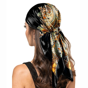 Pañuelos de satén cuadrados de moda para mujer, pañuelos ligeros para el cuello, bandanas para el cabello, pañuelos grandes para la cabeza, hiyabs para mujer - Product Image 3