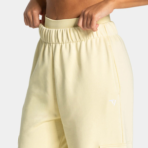 Pantalon cargo taille haute pour femme, coupe ample, longueur intégrale, couleur unie, taille élastique, style streetwear décontracté, qualité supérieure, vente en gros - Product Image 3