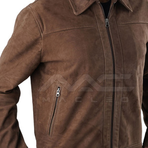 Stylish Men's <b>Suede</b> Leather <b>Jacket</b> With Premium Soft Texture Full Front Zip Classic Collar And Refined Everyday Outerwear - Product Image 6