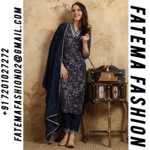 Haute qualité indien ethnique Viscose Chanderi femmes concepteur Floral Salwar Kameez robe été-belles filles droites - Product Image 2
