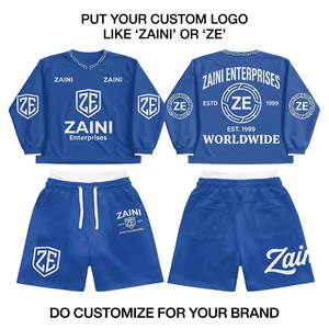 Ensemble sweat à capuche et short en molleton de coton 340 GSM de qualité supérieure, doux, avec impression de logo personnalisé, tenue décontractée deux pièces pour l'hiver - Product Image 1