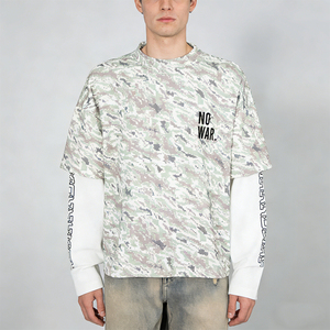 เสื้อยืดคอตตอนหนาน้ำหนัก 320 กรัม แขนยาวสองชั้น ทรงหลวม ลายพราง แบบโอเวอร์ไซส์ - Product Image 2