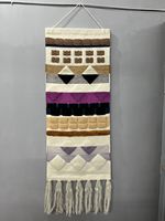 Artisanat en macramé, tapisserie murale en laine nouée à la main, art abstrait tissé, macramé, décoration murale bohème chic pour la maison -21