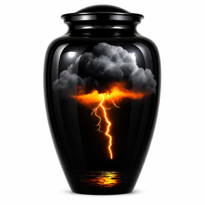 Beautiful Nature Yellow Black Sticker with Enamel <b>Memorial</b> Cremation Urn for Adults Human Funeral Ashes - Product Image 5