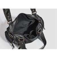 Sac fourre-tout décontracté en cuir PU style vintage lavé pour femme, grande capacité, rétro, à bandoulière unique, sac messager moto