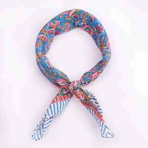 Cotton Blue <b>White</b> Geometric Patterned Bandana Summer Breathable Lightweight Multifunctional Scarf Bandana <b>Wraps</b> - Product Image 2