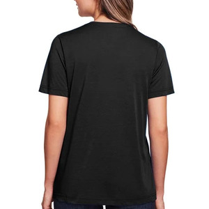 Vente en gros, impressions personnalisées acceptées, t-shirt à col rond à manches courtes, couleur unie, t-shirt décontracté, vêtements pour femmes - Product Image 2