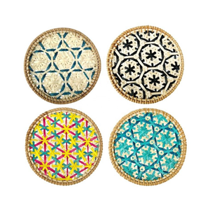 Bamboo Placemat, Artisanal Colorful Woven <b>Table</b> Ma, Round Bamboo Plate with Mosaic Pattern for <b>Dining</b> Room & Kitchen Decor - Product Image 1