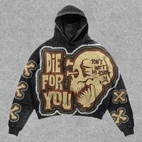 Sudaderas con Capucha Personalizadas de Invierno para Hombre, con Cuentas, Lavado Ácido, 100% Algodón, Forro Polar, Bordado, Estilo Urbano Desgastado