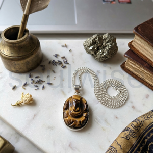 Pendentif unisexe en forme d'hexagone religieux Ganesha en œil de tigre - Product Image 5