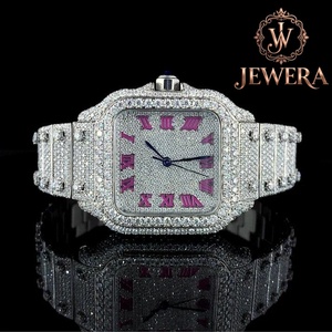Luxury Bling Hip Hop Moissanite Diamond Watch with Precision Quartz Movement for Everyday Wear and Business Gifts for Sale - Product Image 1
