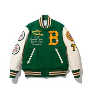 Blouson universitaire 100 % coton, design personnalisé haut de gamme 2026, style épaules tombantes de qualité supérieure avec manches en cuir pour hommes et femmes - Product Image 4
