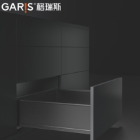 Système de tiroirs métalliques ultra-minces Garis SG12 avec panneau latéral de 8 mm, fermeture amortie et réglage haut/bas pour meubles de chambre