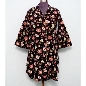 Conjunto de Vestido Bohemio de Algodón hasta la Rodilla para Mujer, Camisa con Estampado Floral, Cintura Natural, Botones Tejidos, Limpieza en Seco - Product Image 1