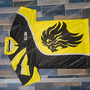 Men's Short Sleeve Sporty for <b>Shirt</b> with Front Logo Pocket Design Black Yellow <b>Lion</b> Print Quick Dry Polyester Regular Fit - Product Image 1