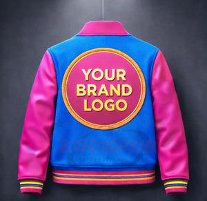 Blouson universitaire personnalisé OEM ODM style baseball avec corps en laine, manches en cuir, boutons-pression, unisexe, streetwear, mode, vente en gros - Product Image 3