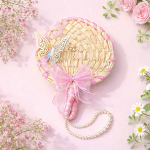 พัดงานแต่งงานหลากสีสัน ทำจากไม้ไผ่หวายประดับโบว์มุก ของชำร่วยงานแต่งงานสำหรับแขก ผลิตจากโรงงานในเวียดนาม ขายส่ง - Product Image 6