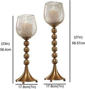 Antique Brass Candle Holders with Mercury Glass Shade Decorative Tall <b>Tealight</b> Holders for Home Wedding Decor - Product Image 6