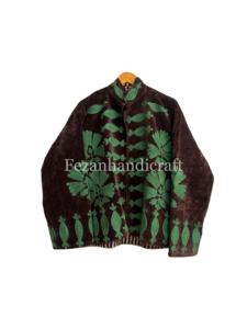 Indian Velvet Suzani Jacket Uzbek Embroidery <b>Coat</b> Handmade Short Unisex Jacket Boho Hippie Jacket Two Side Pocket - Product Image 1