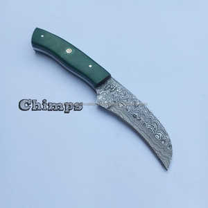 Cuchillo de caza Skinner de acero de Damasco hecho a mano de grado industrial con mango de Micarta y funda de cuero para uso diario OEM - Product Image 4