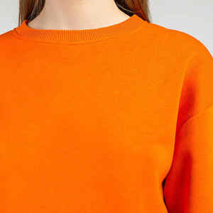 Sudadera de algodón al por mayor con cremallera de un cuarto para mujer, con logo personalizado, hombros caídos, estilo oversize, tipo jersey - Product Image 3