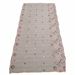Wholesale Women <b>Chiffon</b> Shawl Daisy Rhinestone Polka Dot Vine Border Embroidered Lightweight Breathable Wrap <b>Scarf</b> OEM ODM - Product Image 2