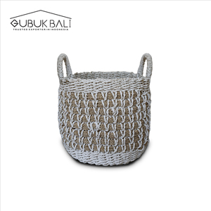 Cesta Redonda Moderna de Mimbre con Asa, Ecológica, Multifuncional, Juego de 2 - Product Image 2