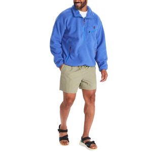 Men's Blue <b>Fleece</b> Quarter-Zip <b>Jacket</b> <b>With</b> Pockets Casual Autumn Wear Regular Fit Polyester Material - Product Image 1