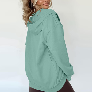 Sudadera con capucha extragrande de invierno de moda para mujer, estilo urbano, 100% algodón ecológico, logotipo frontal personalizable, transpirable, venta al por mayor - Product Image 2