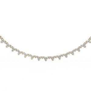 Collar tipo tenis con racimo de diamantes cultivados en laboratorio de corte redondo en oro amarillo de 10K, 14K, 18K, con un delicado patrón de ondas en forma de corona dentada. - Product Image 2