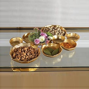 Juego de Tazones de Metal Dorado para Servir, con Múltiples Compartimentos, Texturizados, Redondos, para Cocina, Artesanía, Centro de Mesa Decorativo, Regalo - Product Image 5