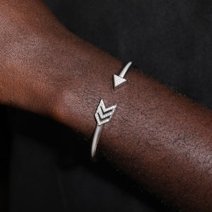 Arrow Cuff <b>Bracelet</b> 18K <b>Solid</b> Gold Diamond Channel Setting Luxury Unisex Everyday Wear - Product Image 3