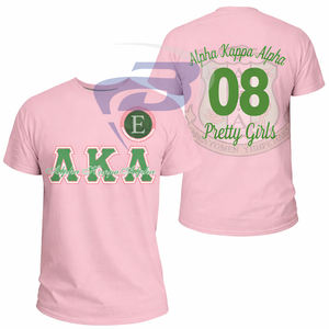 Alfa |   Kapa |   Camiseta de la Hermandad Alpha con Letras Griegas en Rosa y Verde, AKA Sorority, 100% Algodón, Unisex, Personalizable con Cualquier Diseño - Product Image 1