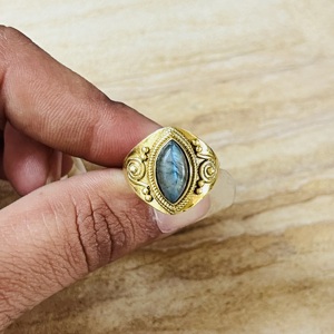 Bulk Order Available Brass <b>Ring</b> <b>Labradorite</b> Gold Plated Vintage <b>Ring</b> Tribal Style Spiral Design Wholesale Statement Women <b>Ring</b> - Product Image 2