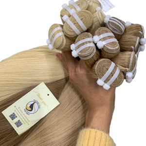 Extensions de cheveux vierges Remy doublement étirées Grade 12A Soft Body Wave Light Brown Blonde Straight Bundle Russian Weft 100% Human - Product Image 1