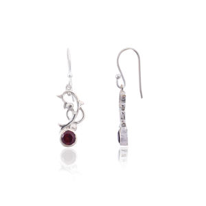 Pendientes Colgantes de Plata de Ley 925 con Granate Rojo, Diseño de Lujo de la Mejor Calidad, Rodio, para Compromiso o Aniversario, Silver Mountain - Product Image 1