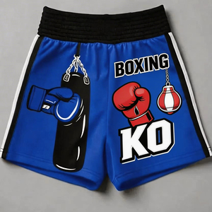 Shorts de boxe personnalisés en polyester, tissu respirant, impression par sublimation, logo brodé, entraînement fitness, taille personnalisée - Product Image 1