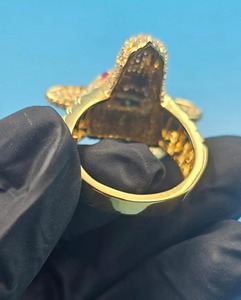 Anillo de Moissanita con Cabeza de Cabra, Plata 925, Acabado en Oro Amarillo Vintage, Joyería Hip Hop, Anillo de Diamantes de Moissanita con Incrustaciones, Chapado en Oro - Product Image 4