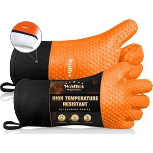 Gants de barbecue en silicone antidérapants de qualité supérieure avec couche intérieure en coton, résistants à la chaleur, pour la cuisson au four et la protection en cuisine - Product Image 1