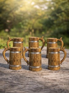 Jarra de madera personalizada, taza vikinga rústica grabada, regalo para él, jarra de cerveza medieval rústica ecológica con grabado personalizado - Product Image 2