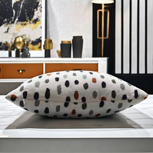 ¡Venta al por mayor funda de almohada de tela de lino a granel nuevo estilo puntos impresos diseño personalizado funda de cojín para la decoración del hogar excelente valor! - Product Image 4