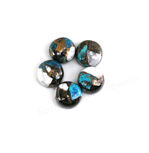Turquesa Kingman Blanca Natural de Cobre, 12mm, Cabujón Redondo Liso de Alto Brillo para Joyería y Colgantes - Product Image 5