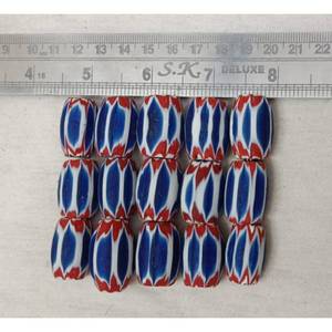 Chevron Glass Trade <b>Beads</b> Blue Red Striped Barrel Millefiori <b>Beads</b> T.A.GLASS BE Brand Opp Bag Packaging for Jewelry Making - Product Image 2