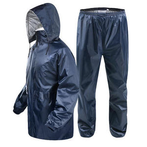 Unisex Navy Eco-Friendly Quick Dry Windproof <b>Rain</b> Suit Hooded <b>Jacket</b> and Pants Set Waterproof Outdoor Wear Adult Size - Product Image 1