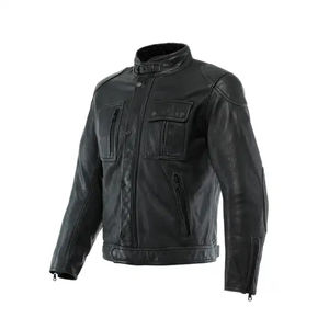 Blouson en cuir pour homme, style motard rétro, vêtement de protection, couleur personnalisable, vente en gros - Product Image 6