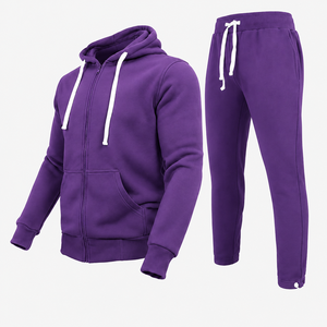 <b>Purple</b> Full Zip Hoodie Jogger Tracksuit Set Fleece Two Piece Sweat <b>Suit</b> Matching Pants Casual Athletic Streetwear Custom Apparel - Product Image 5